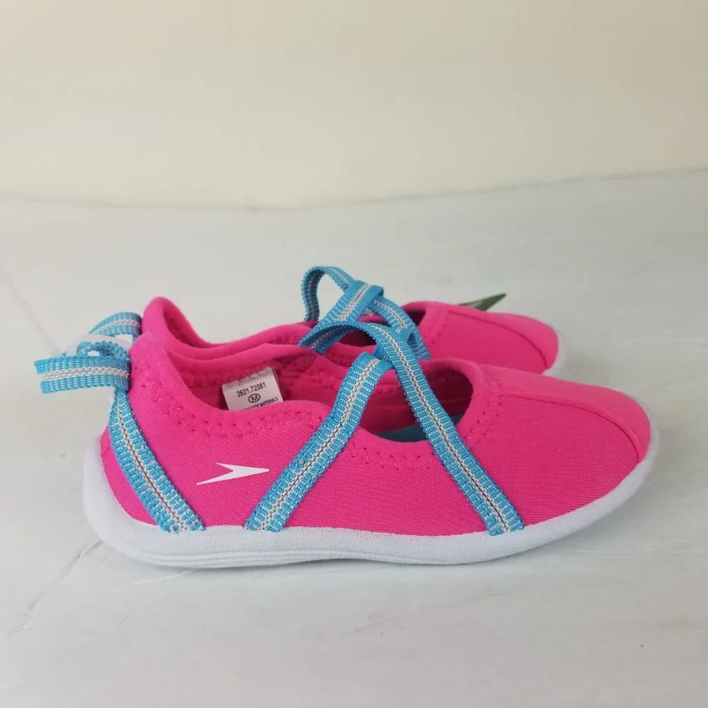 NWT Speedo Toddler Girls Sz 7 / 8 Mary‎ Jane Water Shoes- Pink Taffy Slip On